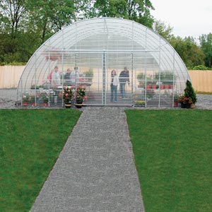 GrowSpan Round Premium Corrugated Greenhouse - 20'W x 10'H x 24'L - Natural Gas System