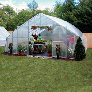 GrowSpan Gothic Pro Greenhouse System - 20'W x 48'L Film & Roll-Up Sides Propane