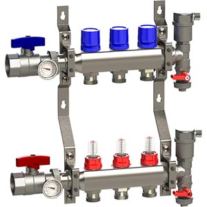Pre-assembled Radiant Manifold 1" - 3 Out S&R