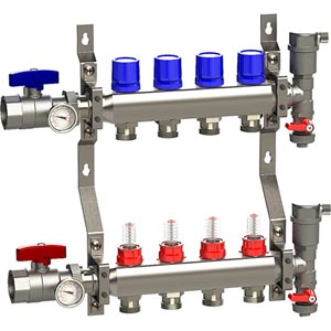 Pre-assembled Radiant Manifold 1" - 4 Out S&R