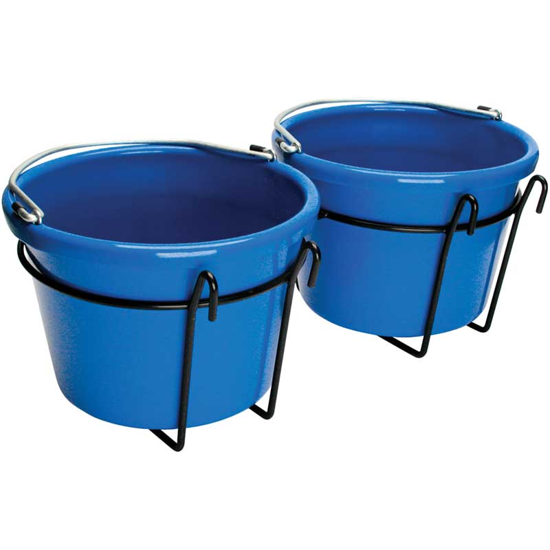 Double Bucket Holder Fits Over 1/4" Diameter Wire Fencing Growers