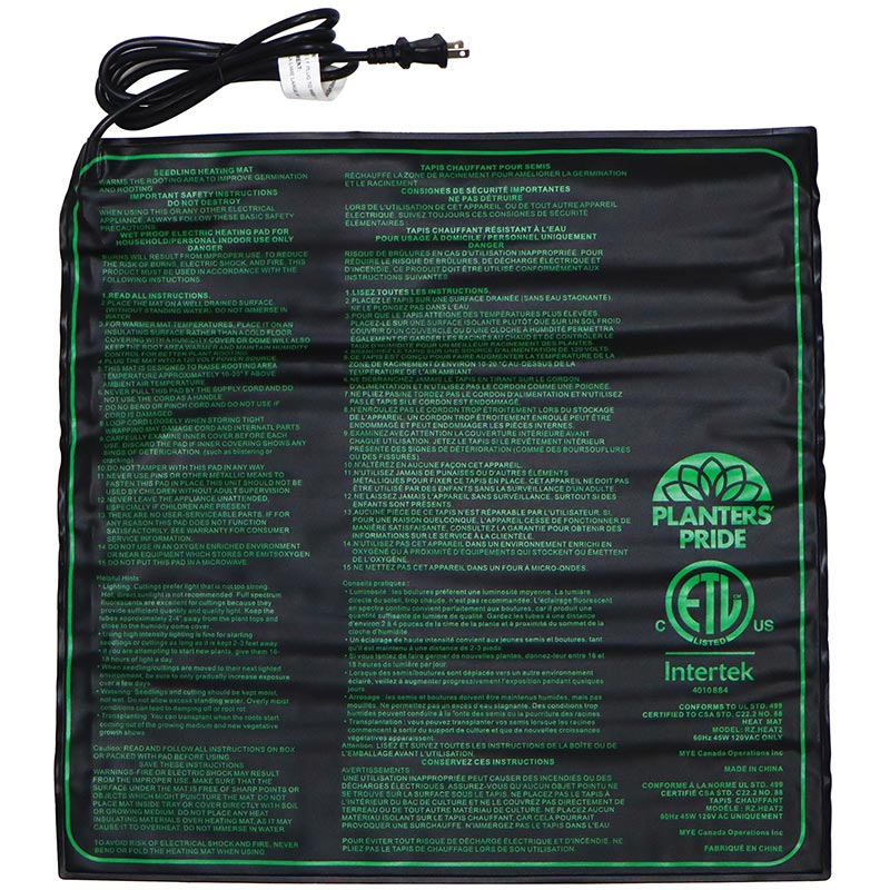 Seedling Heat Mat 20"W x 20.75"L Growers Supply